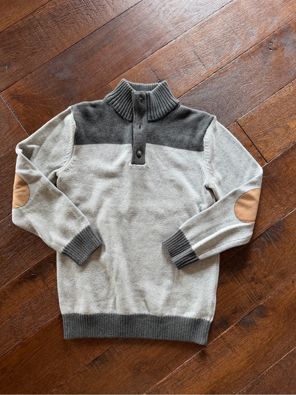 Hope and Henry Grey Mock Neck Elbow Patches Medium